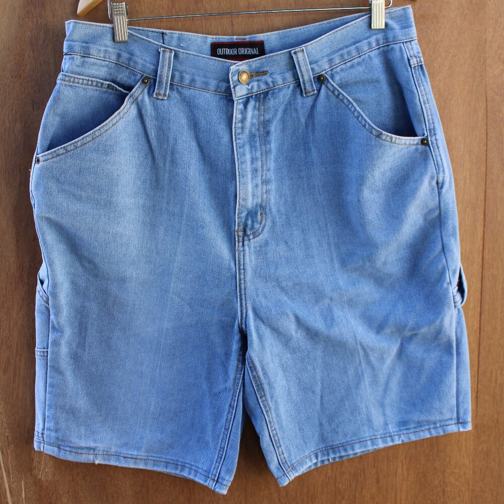Outdoor Original Denim Shorts Men’s Size 34 Light Blue Carpenter Style Vintage